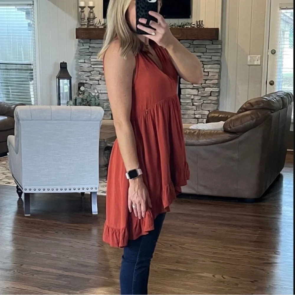 Nursing Queen Burnt Orange High Low Tunic Nursing Top - M - Picture 2 of 4